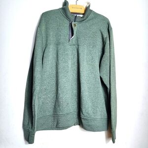 Orvis Men's Size Large Quarter Zip Green Olive Sweater - Fly Fishing Outdoors